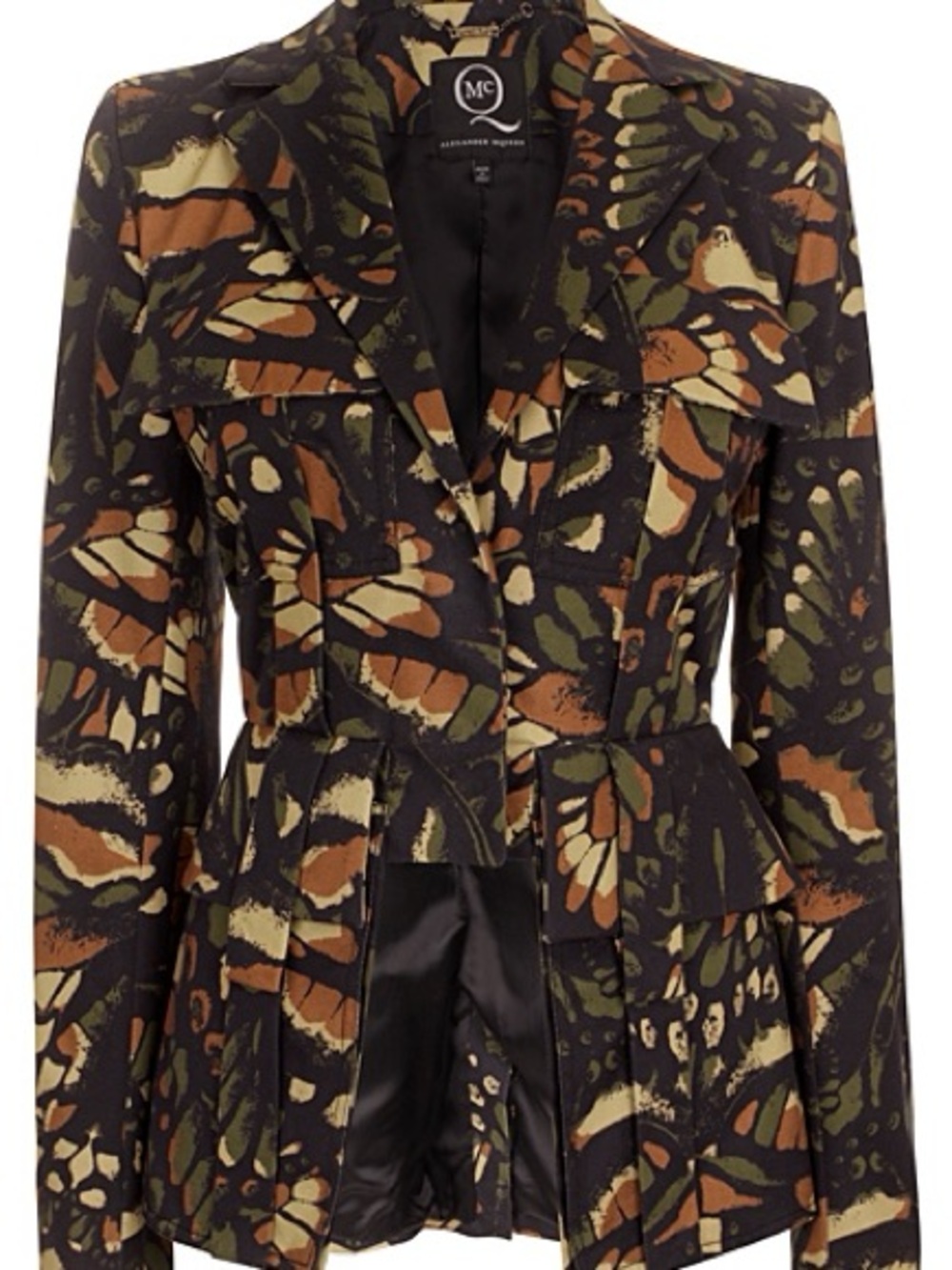 Alexander McQueen Black Multicolor Abstract Peplum Blazer & Skirt